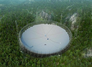 Havainnekuva Kiinaan tekeillä olevasta radioteleskoopista