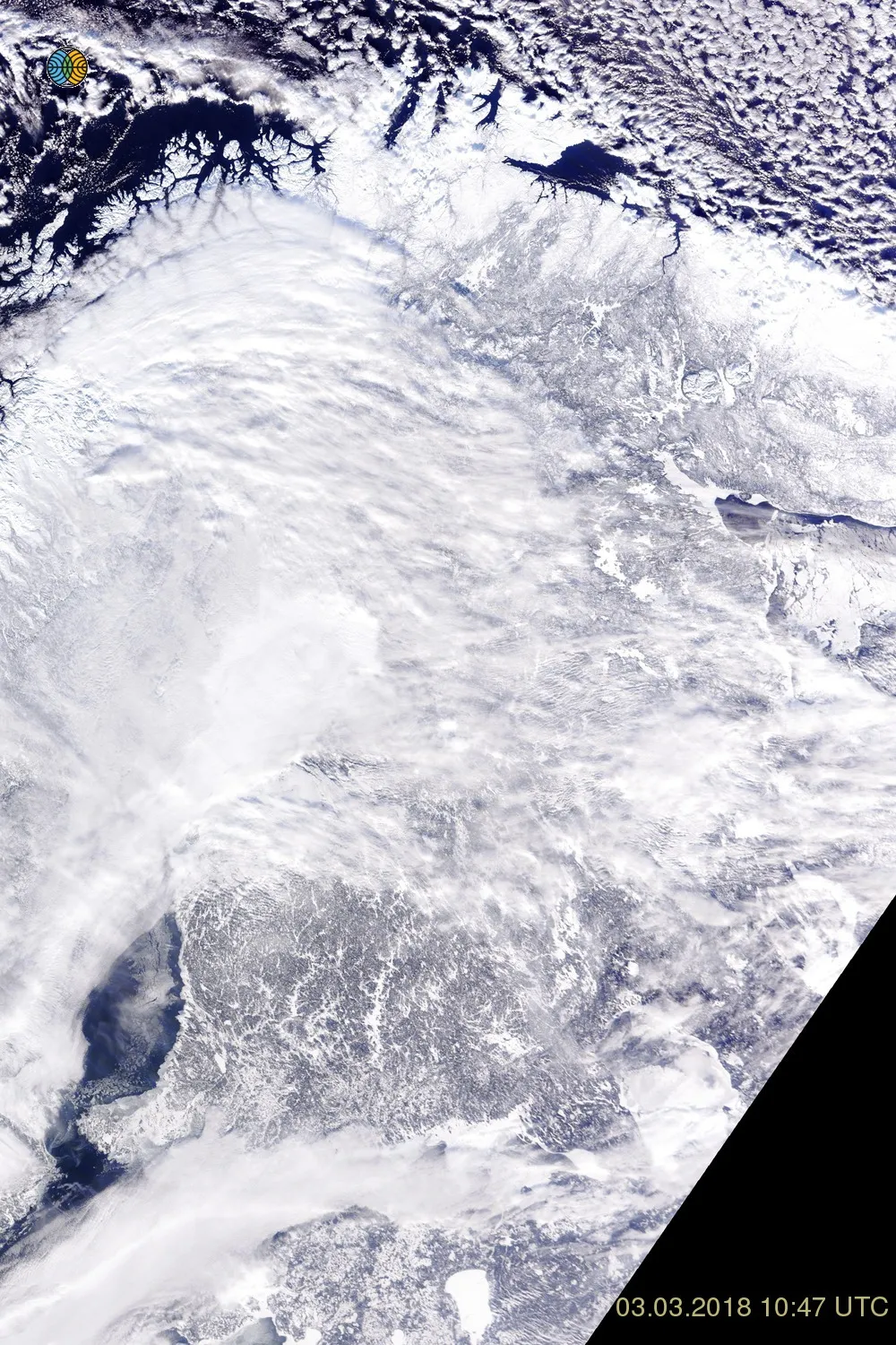 MODIS-kuva 3.3.2018, 1000 m resoluutio