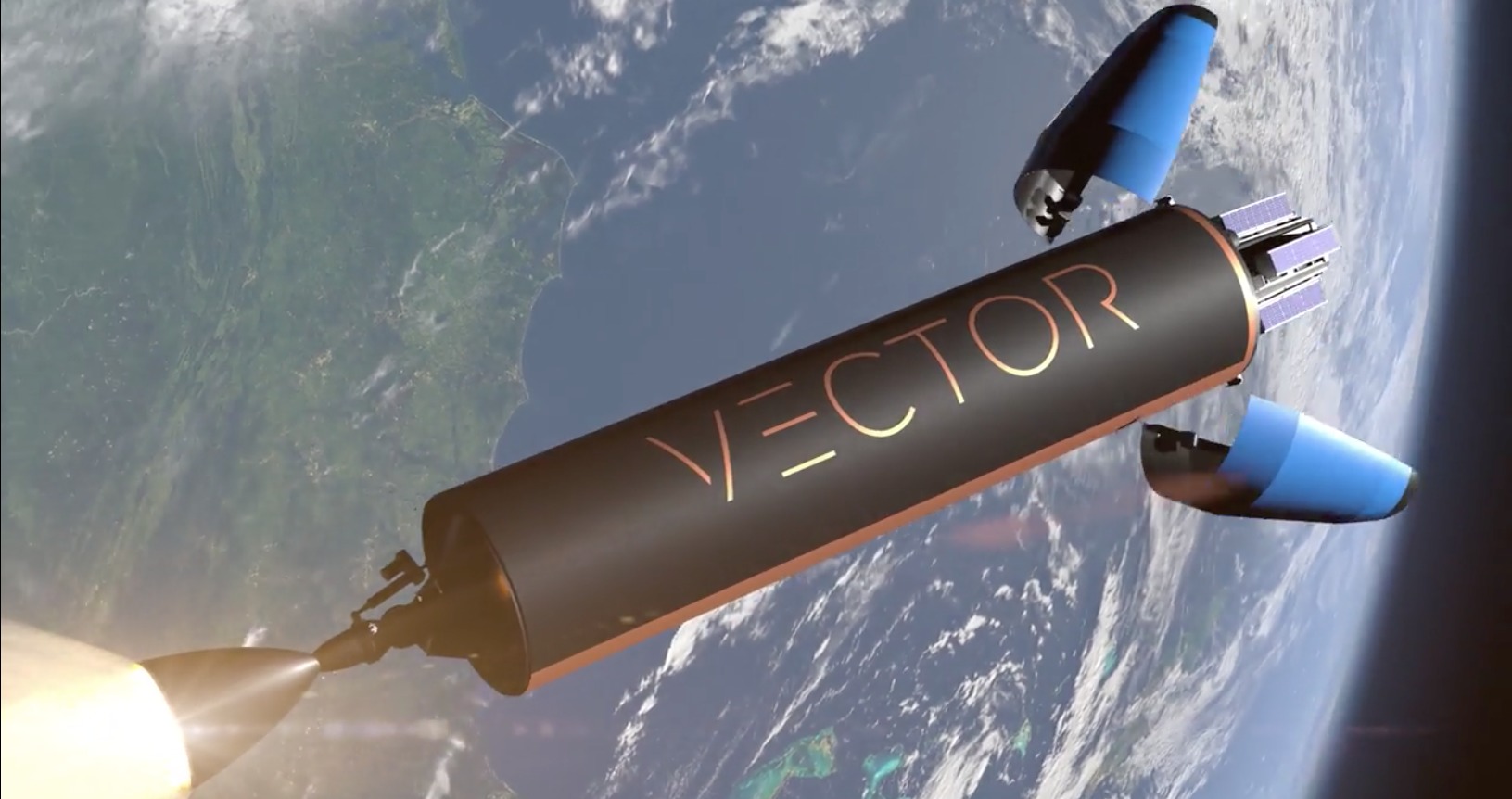 Vector-H:n toinen vaihe matkalla avaruuteen satelliitit mukanaan. Havainnekuva.