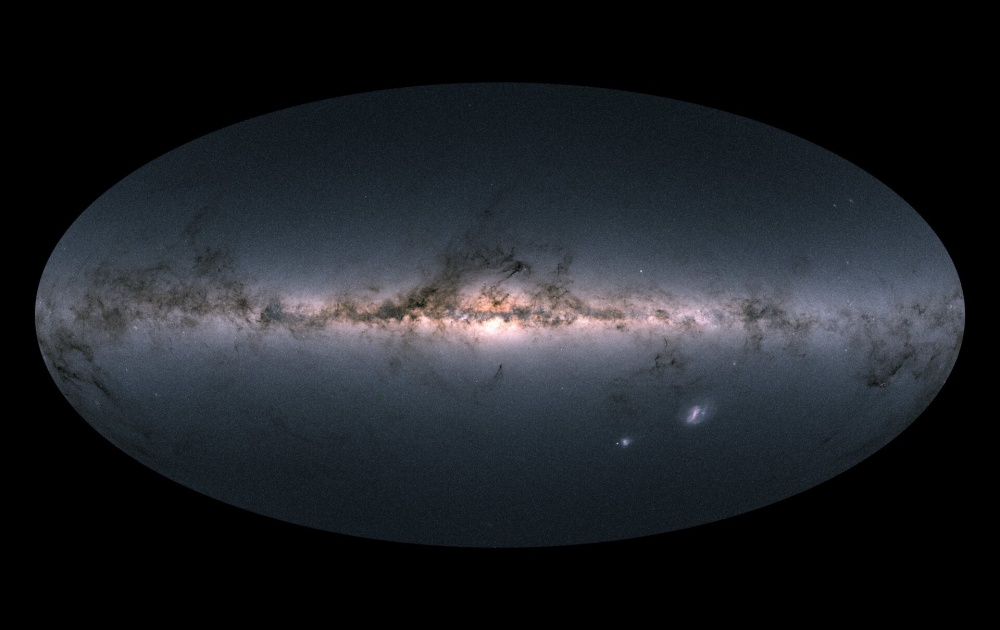 Linnunrata ekvaattoritasosta kuvattuna Gaia-satelliitin ottamien kuvien mukaan