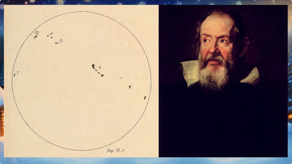 Auringonpilkkuja Galileo Galilein piirroksessa. Kuvat: Istoria e dimostrazioni intorno alle macchie solari / Justus Sustermans/Galleria degli Uffizi 