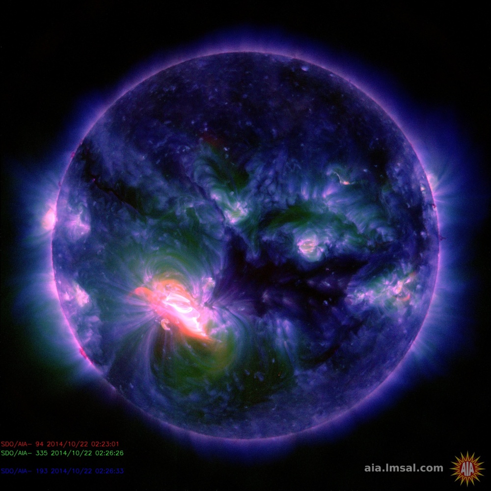 Aurinko 22.10.2014 SDO-satelliitin kuvaamana