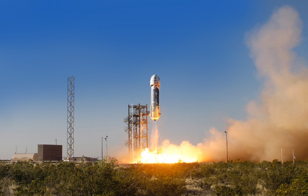 Blue Origin -yhtiön New Shepard -raketti nousee lentoon.