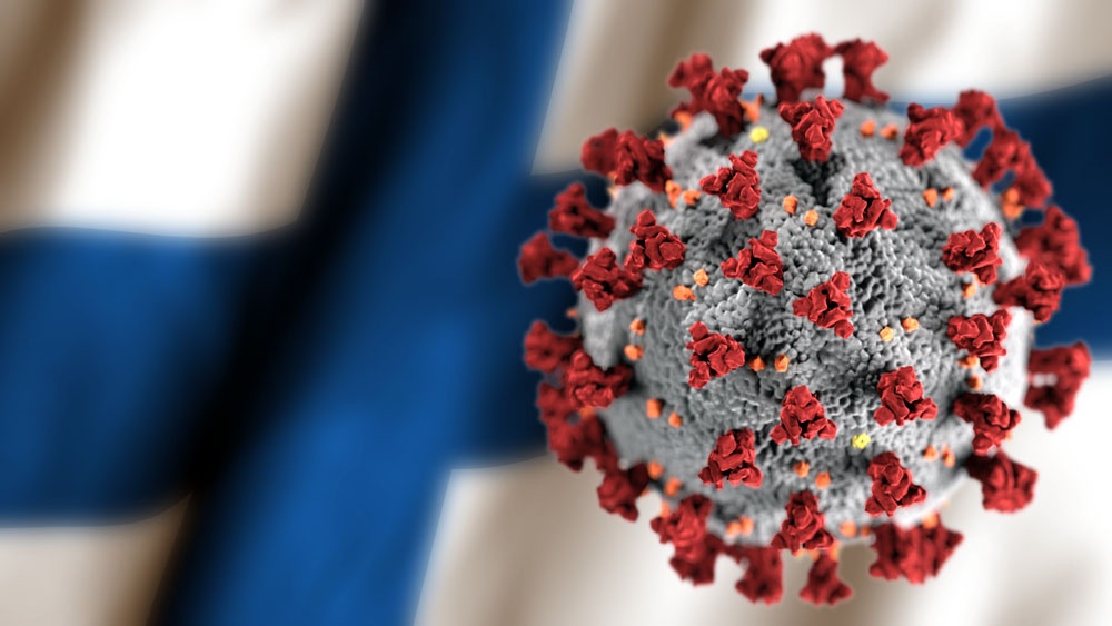 Kuva: Koronavirus ja siniristilippu