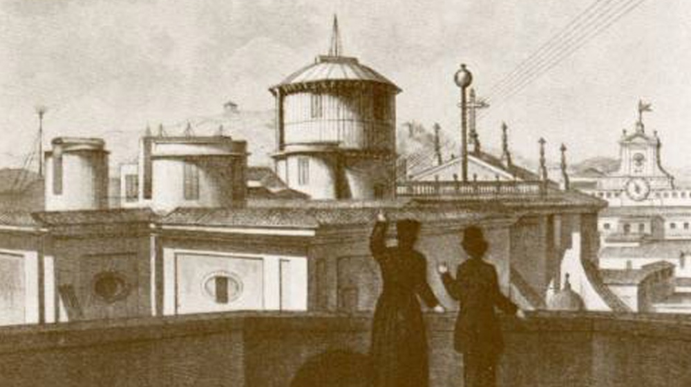 Isä Secchin tekemä piirros observatoriosta vuonna 1852