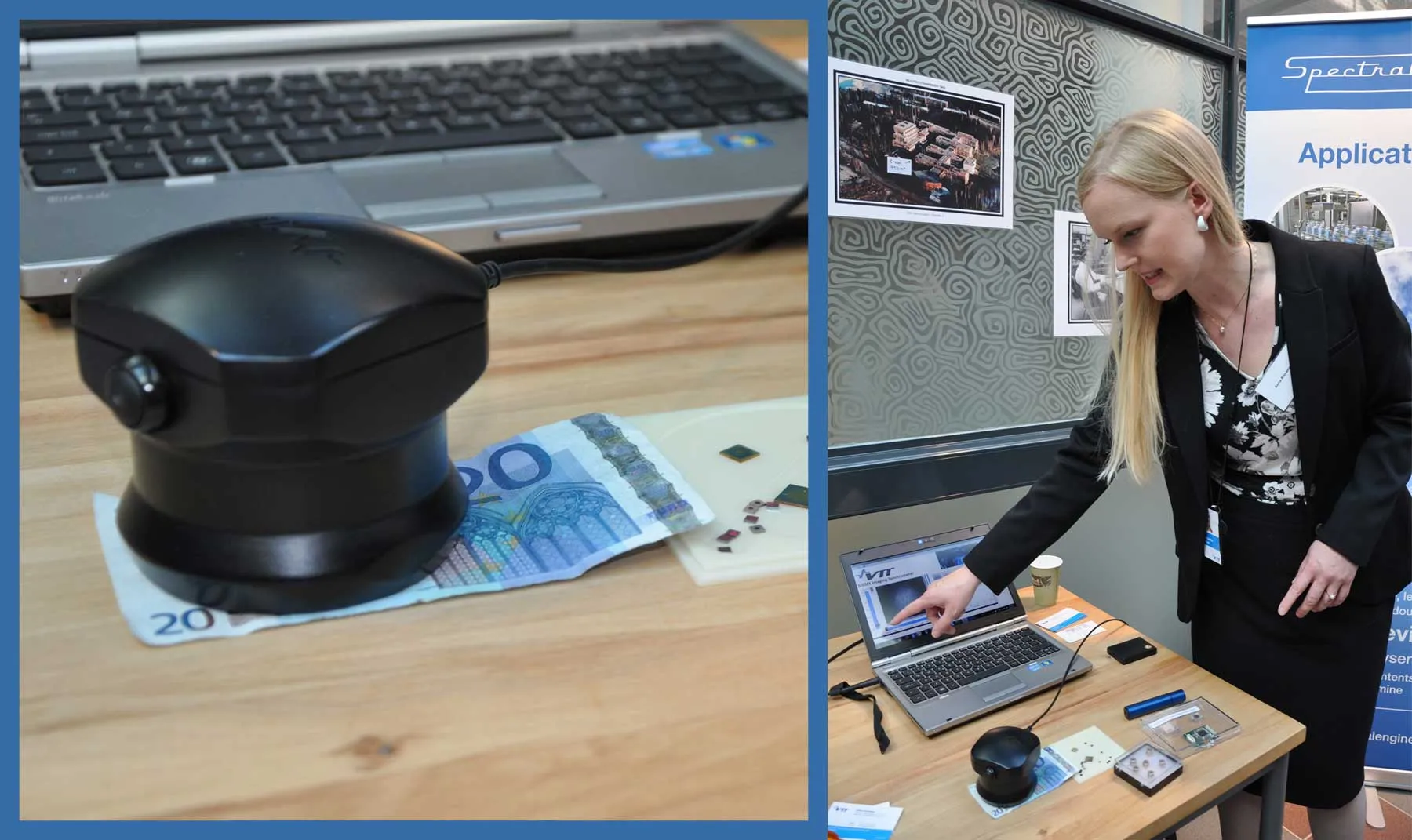 Anna Rissanen esittelee hyperspektrikameran toimintaa.