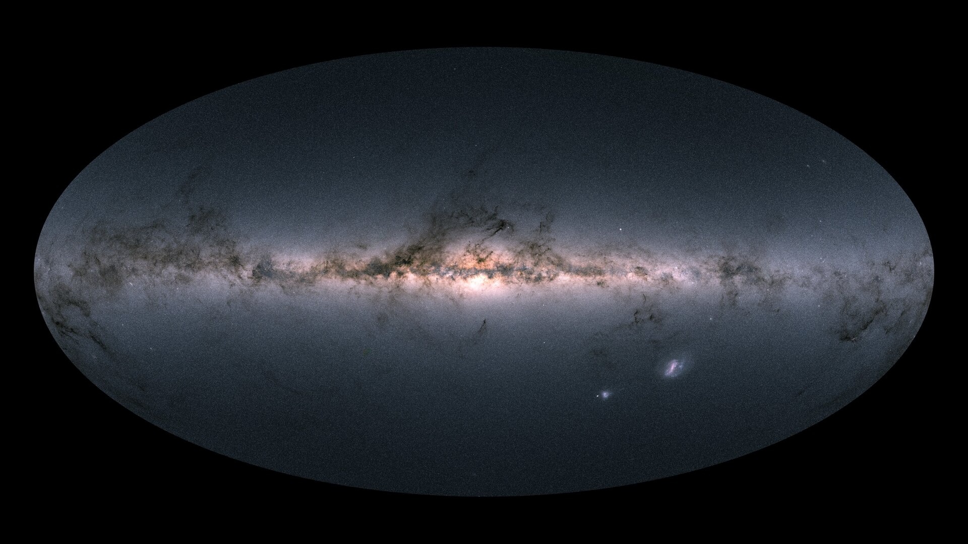 Linnunrata ekvaattoritasosta kuvattuna Gaia-satelliitin ottamien kuvien mukaan