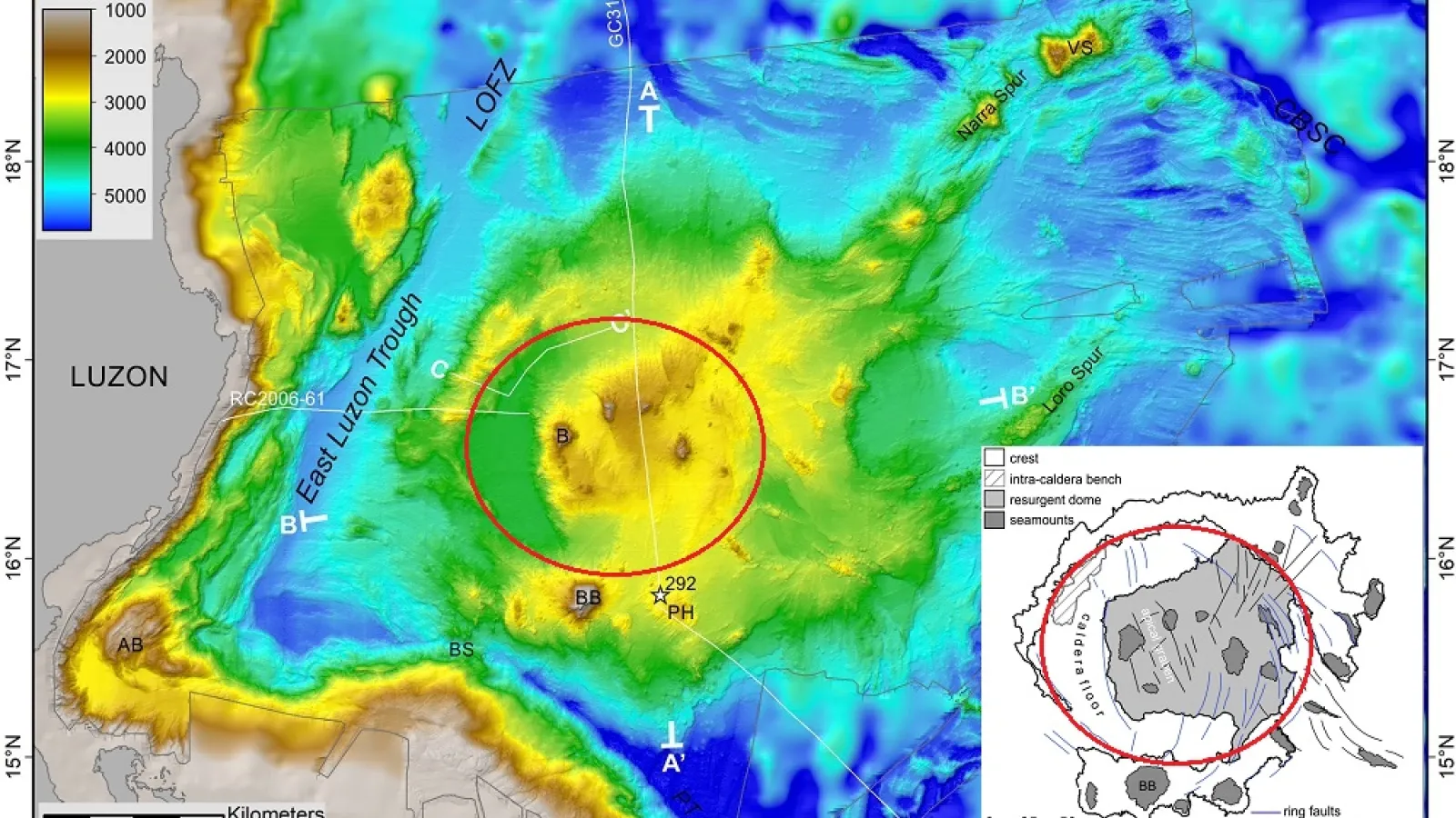 Kuva: Benhamin alueen merenpohjan pinnanmuodot. (Barretto ja kumpp., Marine Geology 2019)