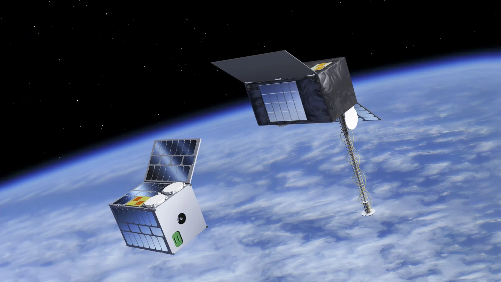 Piirros kahdesta Celeste-satelliitista avaruudessa