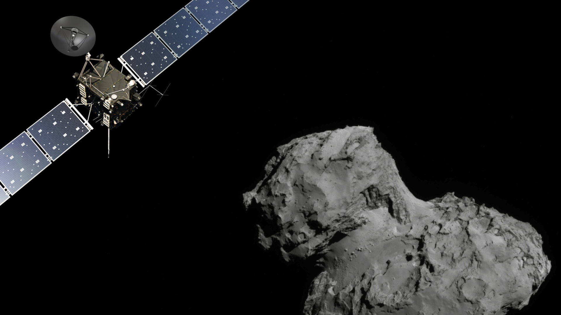 Rosetta ja komeetta kuvakoosteena