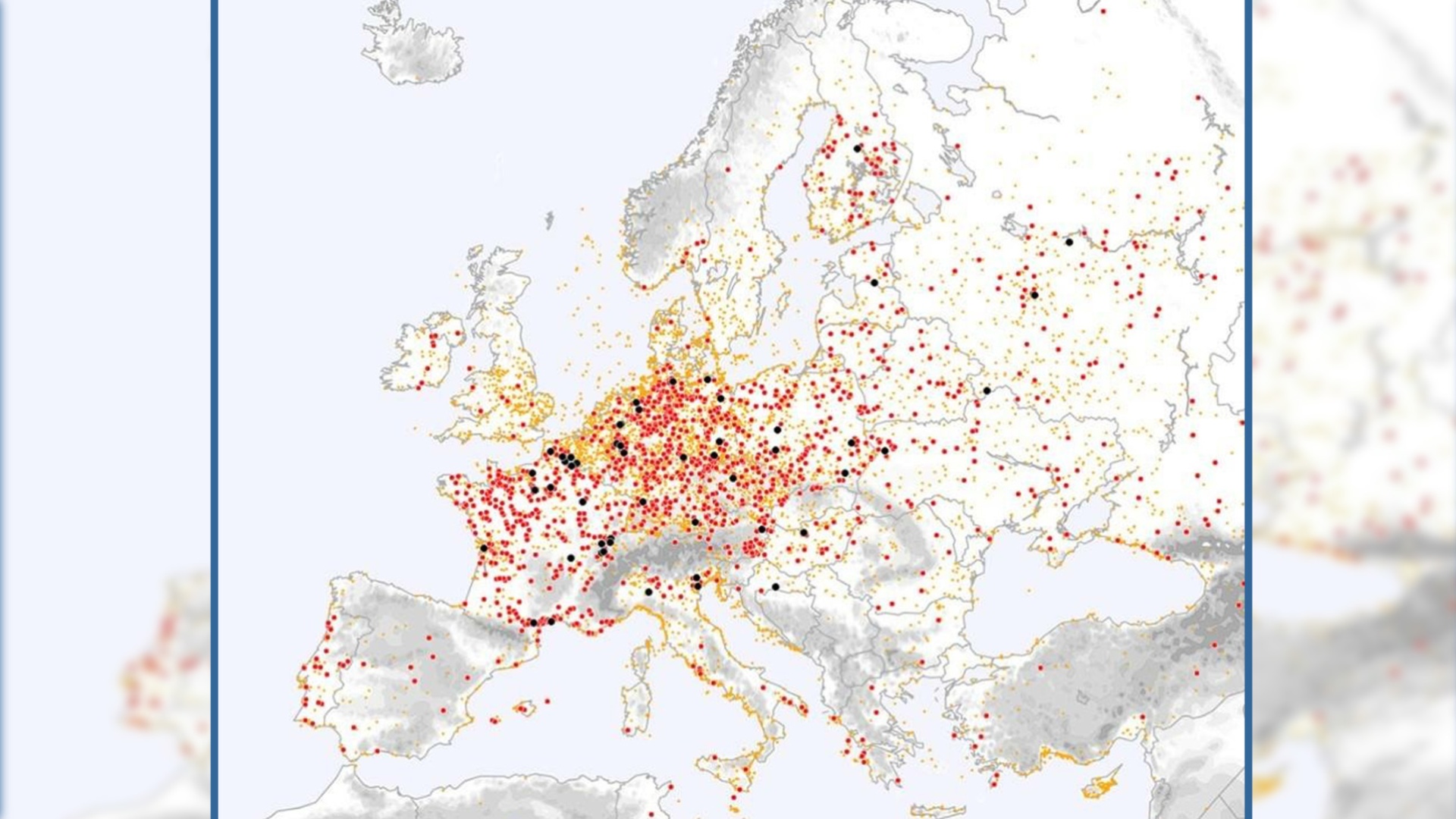 Kartta pyörremyrskyistä Euroopassa