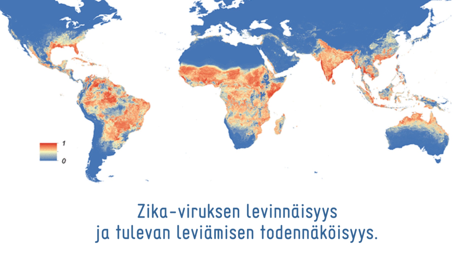 Kartta zikaviruksen levinneisyydestä