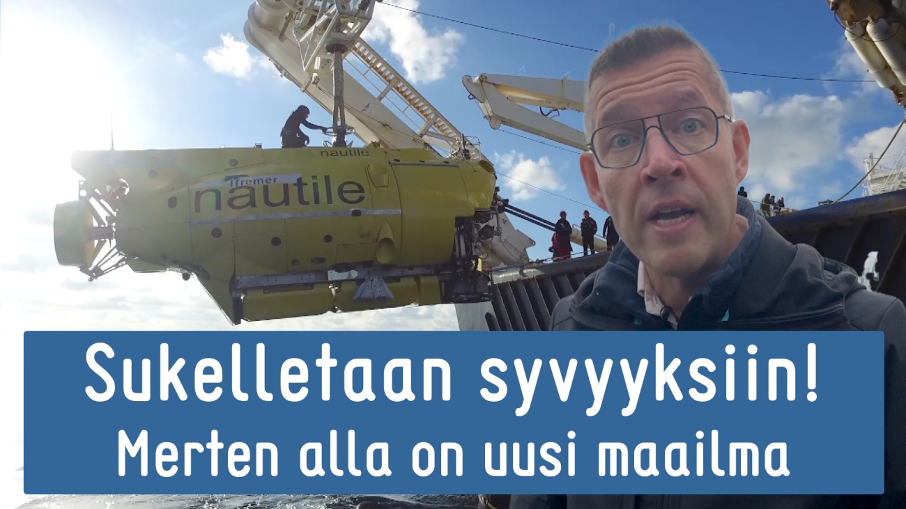 Videon otsikkokuva: Jari Mäkinen ja keltainen Nautile -sukellusvene