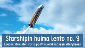 Videon otsikkokuva, missä Starship laskeutuu