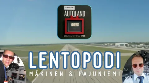 Kiitorata ja sen päällä kuva Garminin Autoland-kytkimestä