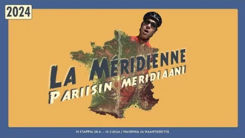 La Méridienne -ohjelman tunnuskuva (Ranskan kartta, mihin Pariisin meridiaani on merkitty)