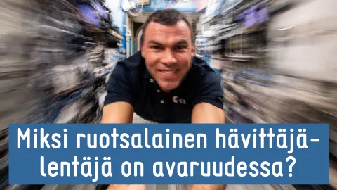 Videon otsikkokuvassa Marcus Wandt kiitää avaruusaseman sisällä