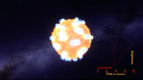 Supernovan väläyksen ensi hetket (animaatio)