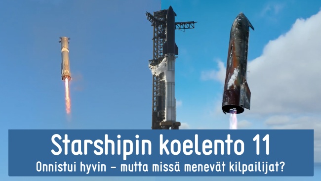 Starship nousee ja laskeutuu videon otsikkokuvassa