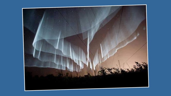 Vääristelty kuva valkoisista revontulista